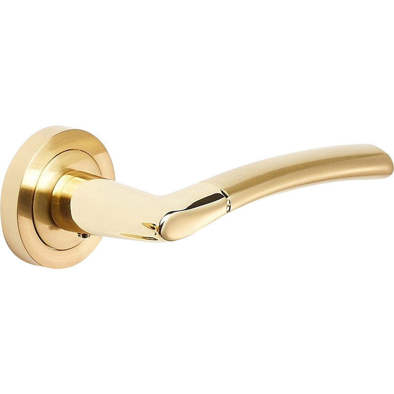 Augusta Dual Tone Lever on Rose Door Handles Brass