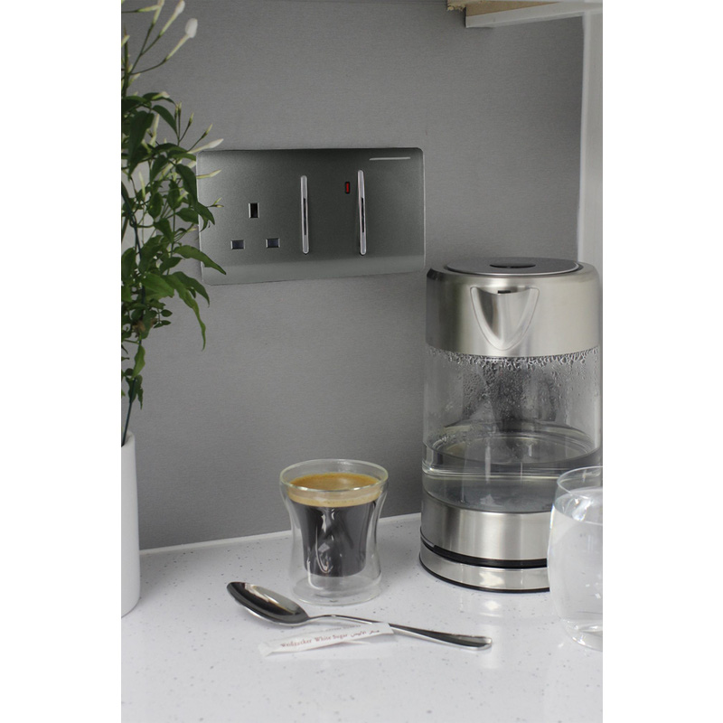 Trendiswitch Charcoal 13 Amp Cooker Switch & Socket with Neon 2 Gang