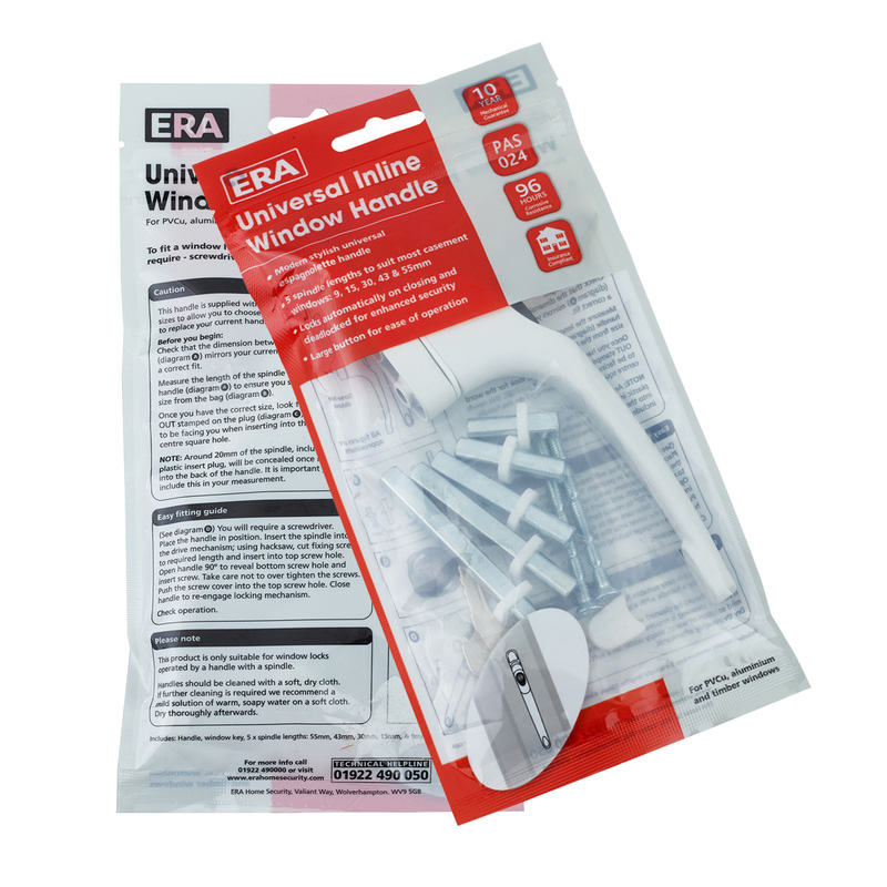 ERA Maxim Universal Espag Window Handle Inline White