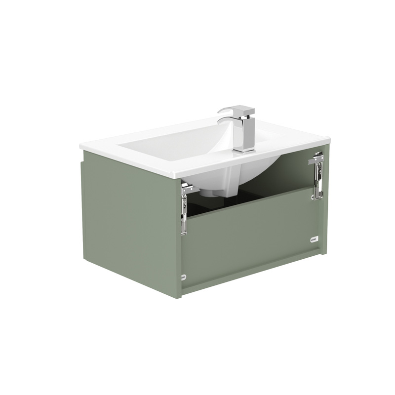 Newland Single Drawer Wall Hung Vanity Unit With Basin Sage Green 600mm