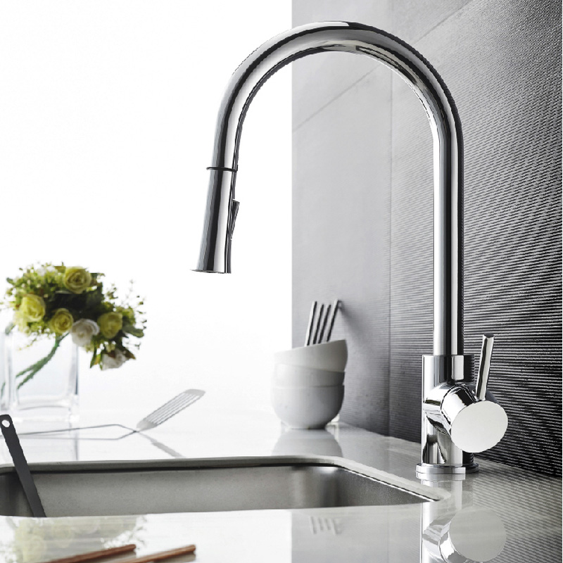 Deva Pendle Pull Out Mono Mixer Kitchen Tap Chrome