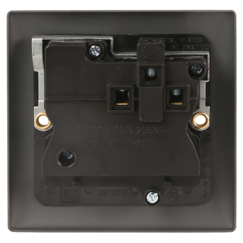 Power Pro Anthracite 13A Switched Socket 1 Gang Double Pole