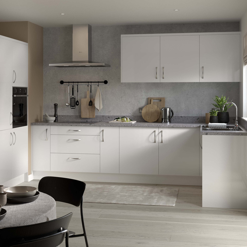 Kitchen Kit Flatpack Slab Kitchen Cabinet Filler Super Gloss Light Grey 715x146mm