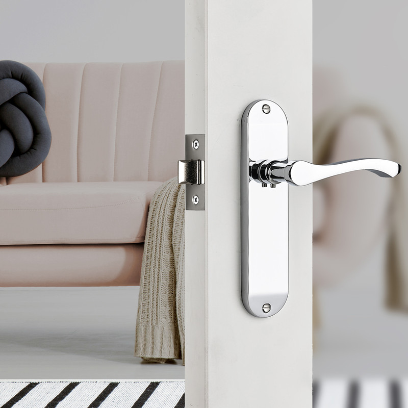 Capri Door Handles Latch Polished Chrome