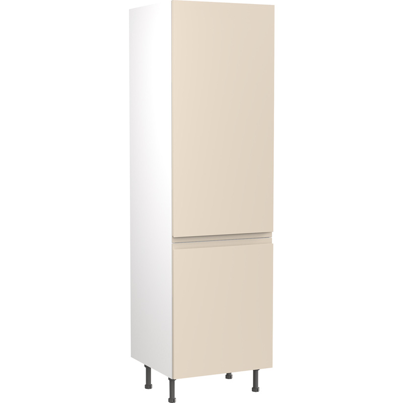 Kitchen Kit Flatpack J-Pull Kitchen Cabinet Tall Fridge & Freezer 70/30 Unit Super Gloss Cashmere 600mm