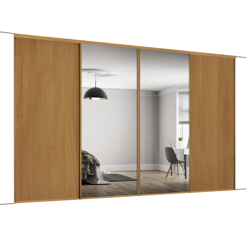 Spacepro Classic 4 Door Sliding Wardrobe Kit Oak and Mirror 3586 x 2260mm