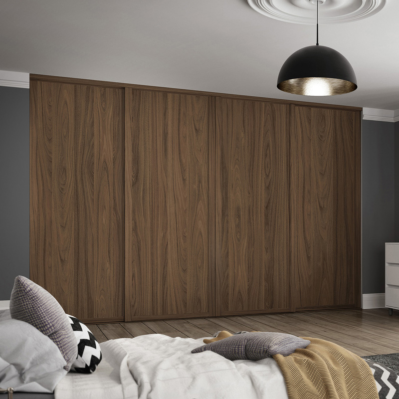 Spacepro Shaker 4 Door Sliding Wardrobe Kit Walnut 2898 x 2260mm