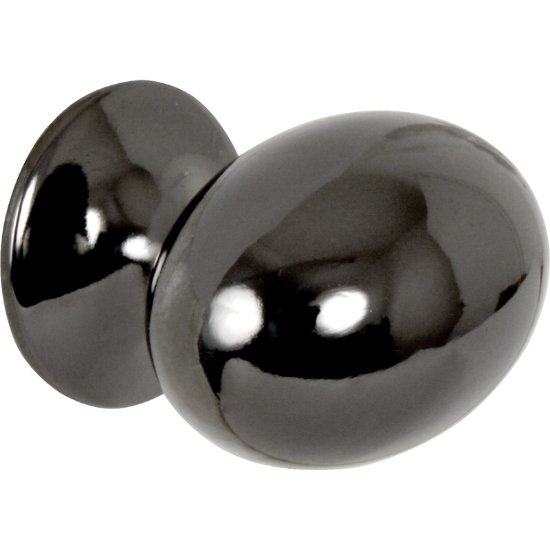 Large Oval Knob Black Nickel