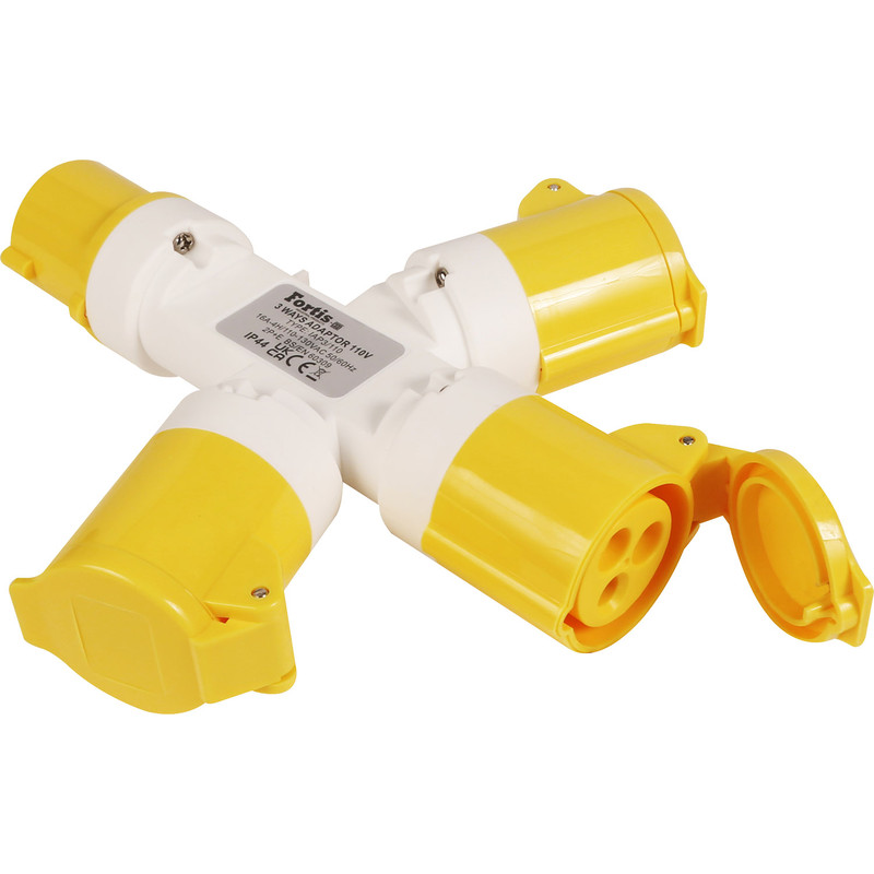 Industrial 3 Way Adaptor 110V 16A 3 Pin