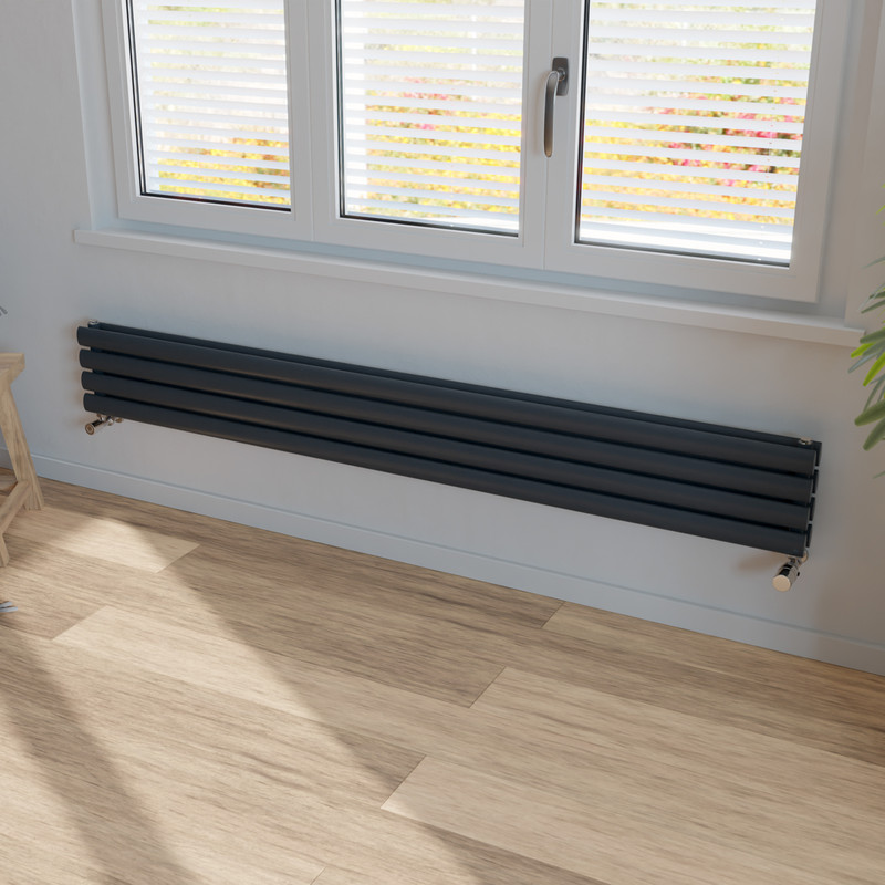 Ximax Bristol Double Horizontal Designer Radiator 236 x 1800mm 2758Btu Anthracite