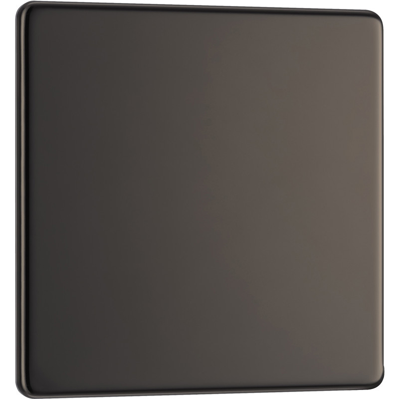 BG Screwless Flat Plate Black Nickel Blank Plate 1 Gang