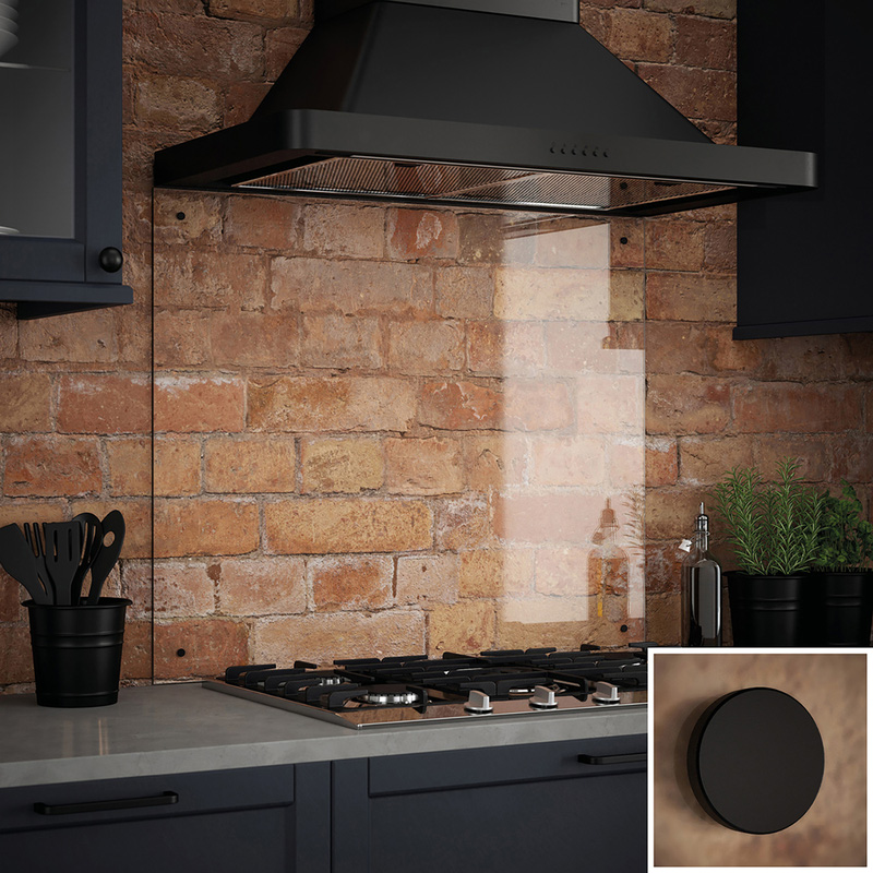 Splashback Clear Glass Splashback with Black Caps 900 x 750mm