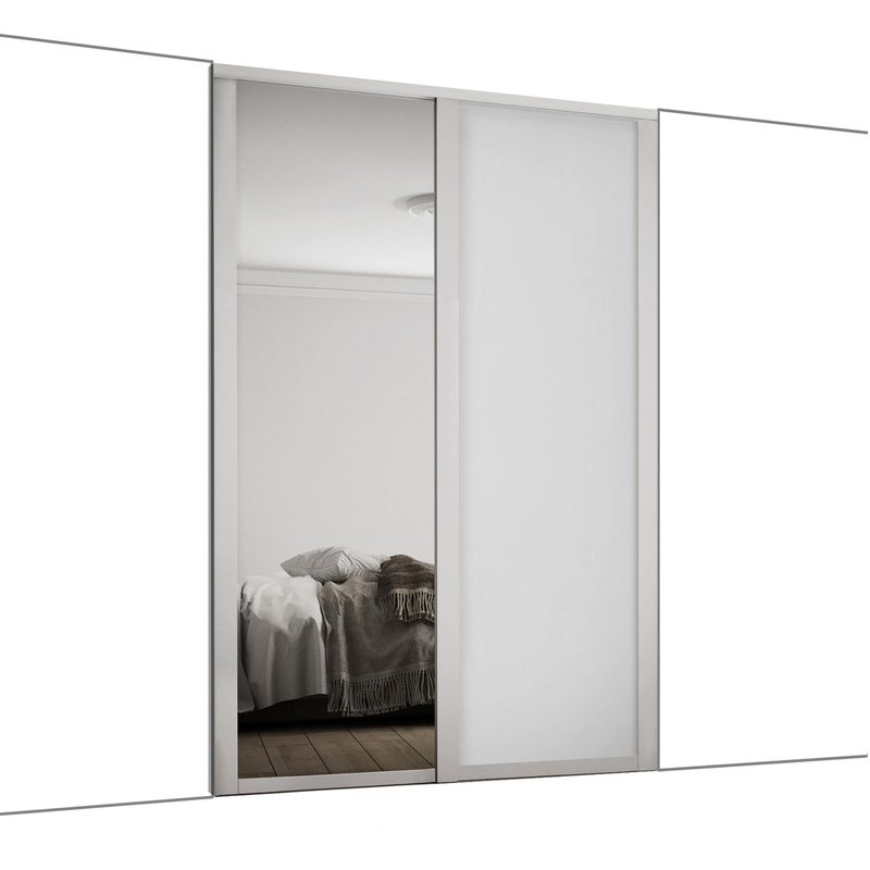 Spacepro Shaker 2 Door Sliding Wardrobe Kit Dove Grey and Mirror 1753 x 2260mm