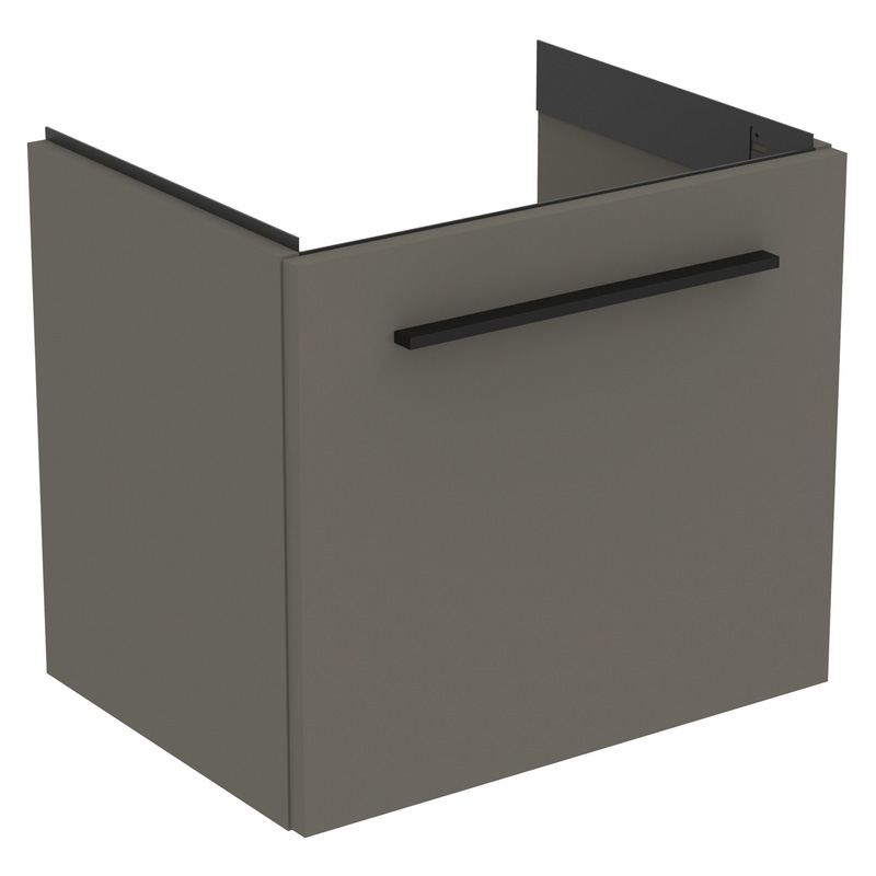 Ideal Standard i.life S Compact Wall Hung Vanity Unit with Basin Matt Quartz Grey 500mm with Matt Black Handle