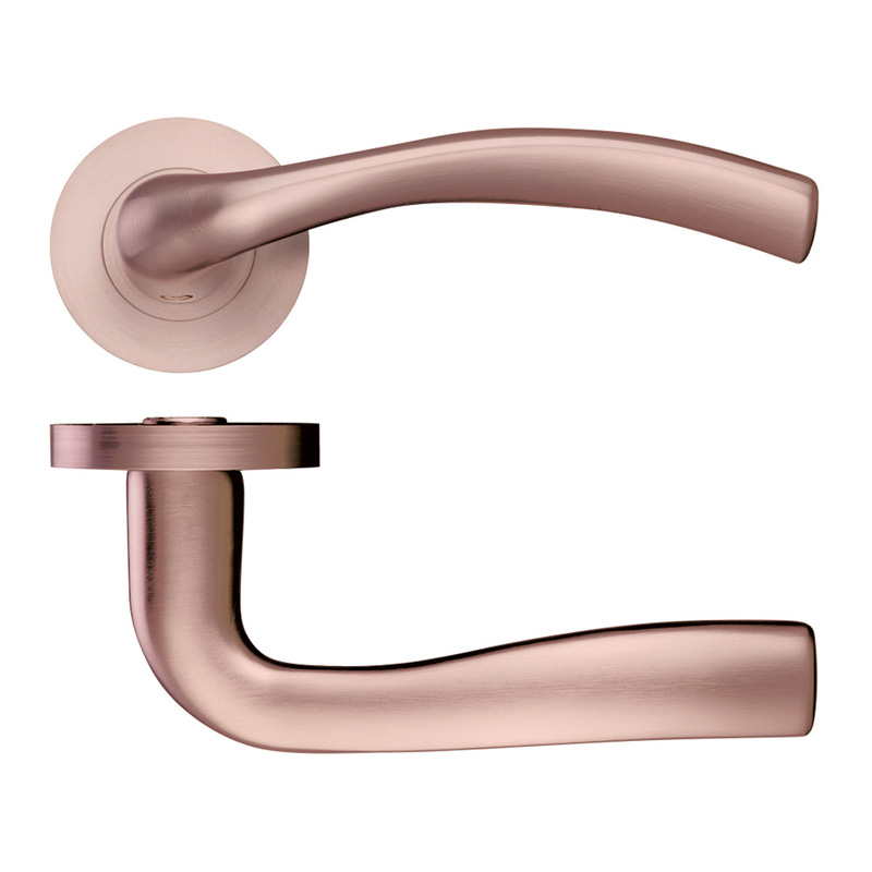 Stanza Siena Lever on Rose Door Handles Tuscan Rose Gold