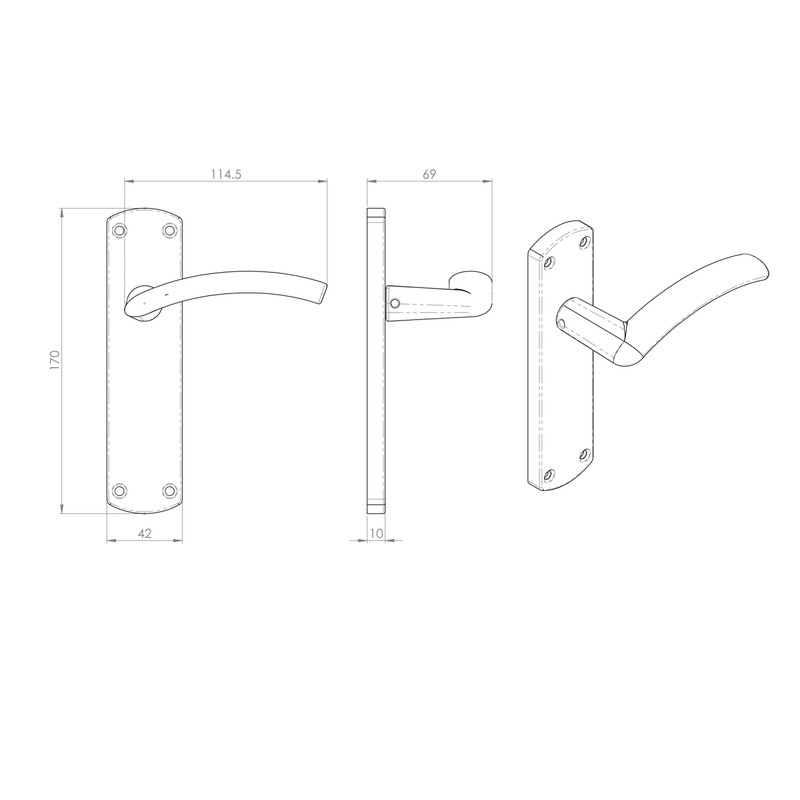 Serozzetta Tres Door Handles Latch Polished Chrome