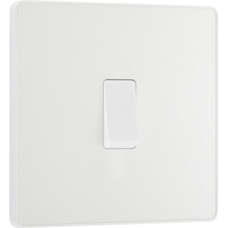 BG Evolve Pearlescent White (White Ins) Single Intermediate Light Switch, 20A 16Ax