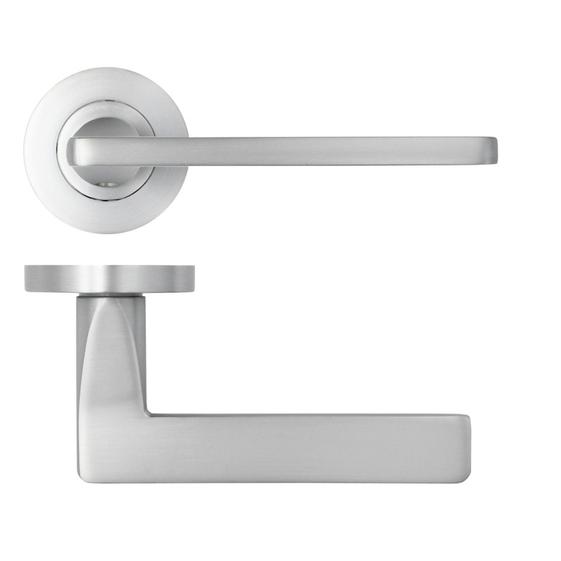 Stanza Leon on Rose Door Handles Satin Chrome