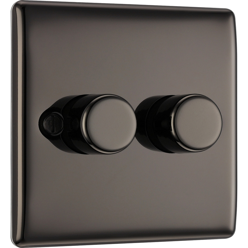 BG Black Nickel Intelligent LED Dimmer Switch 2 Gang 2 Way