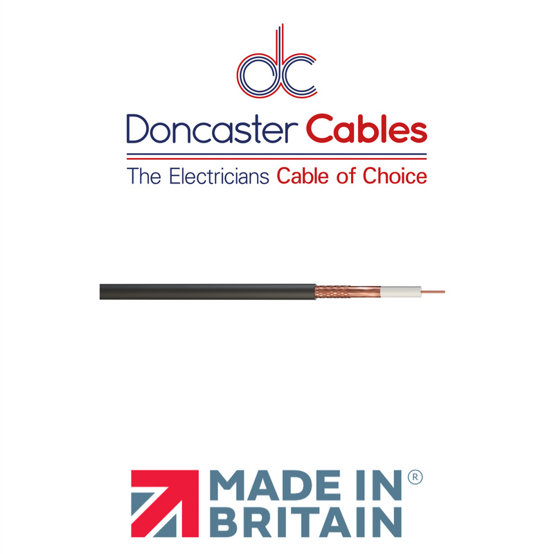 Doncaster Cables Satellite Coaxial Cable (RG6) Black 25m Drum