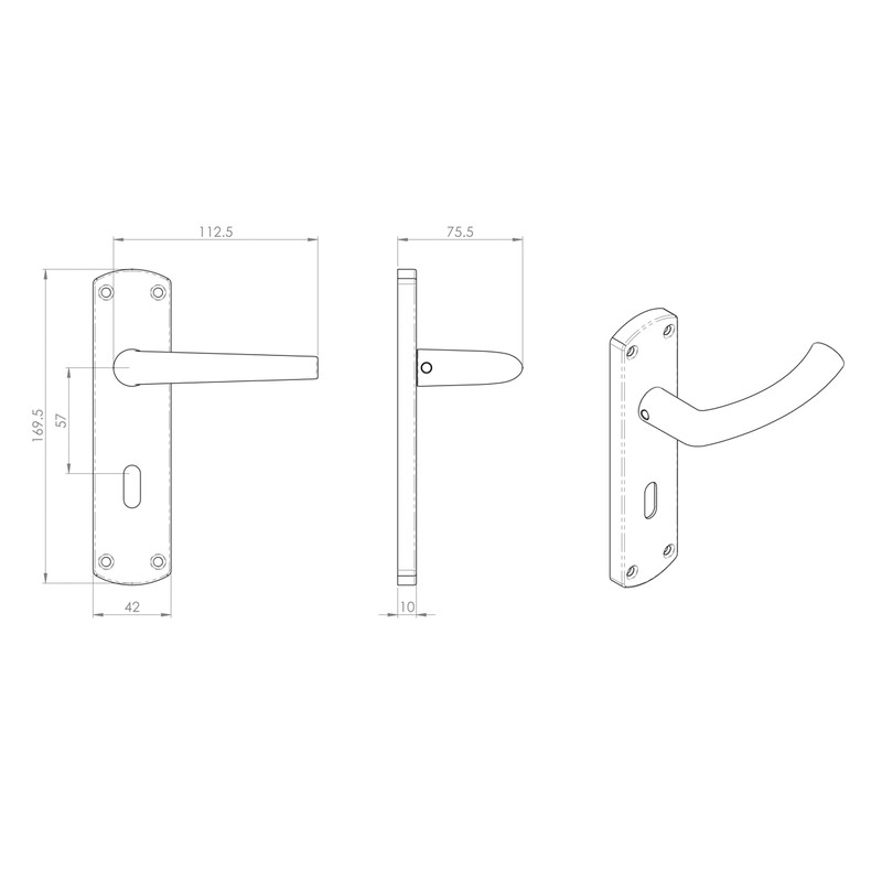 Serozzetta Dos Door Handles Lock Polished Chrome