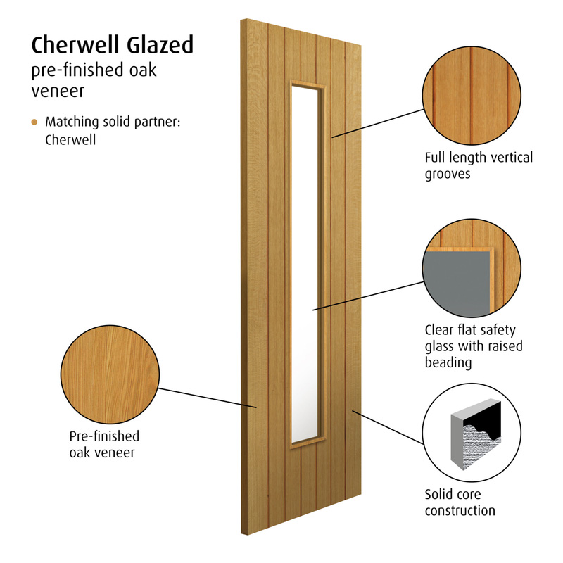 Cherwell Oak Glazed Internal Door Pre-Finished 35 x 1981 x 762mm