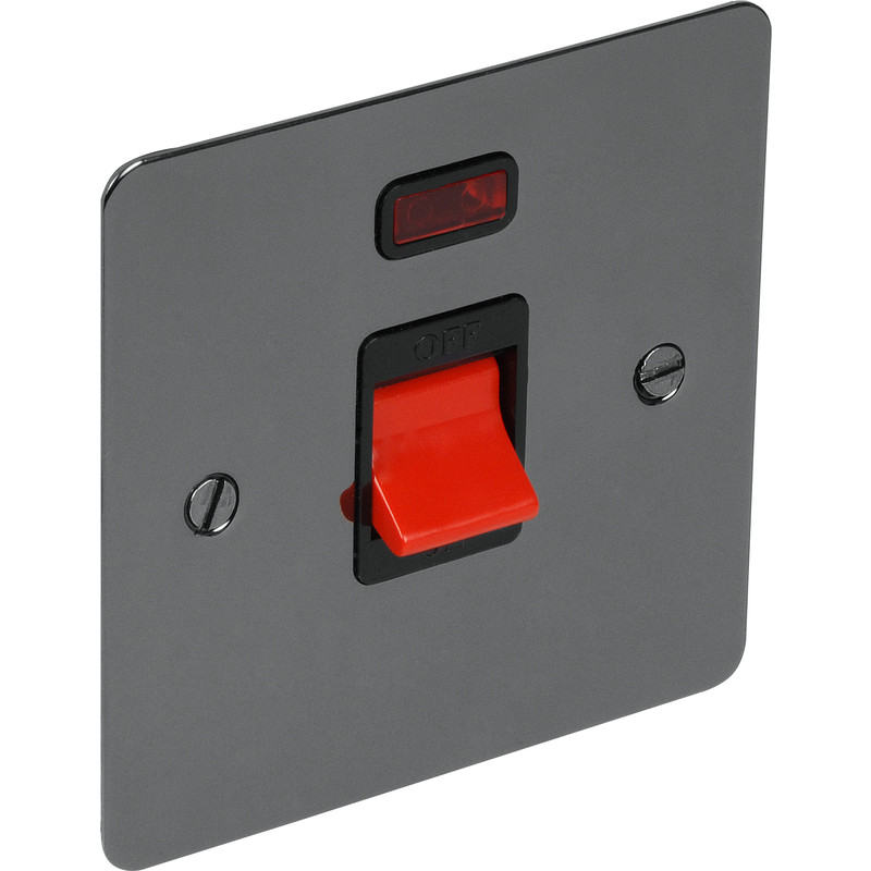 Flat Plate Black Nickel 45A DP Switch Neon Single Plate