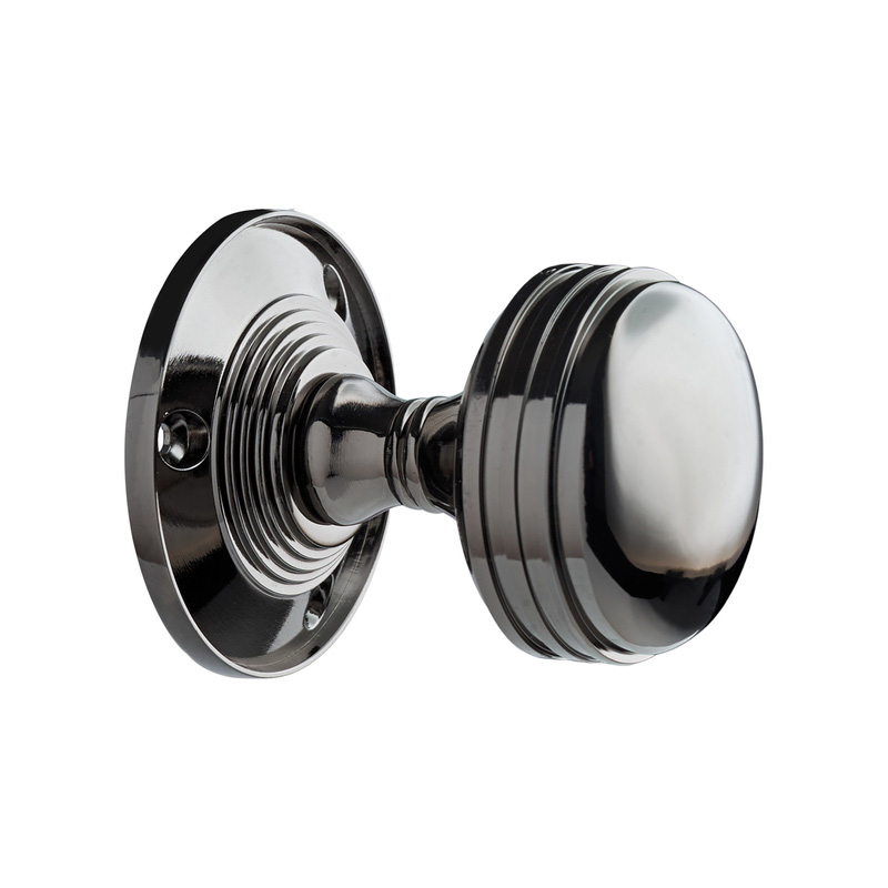 Ringed Mortice Knob Black Nickel