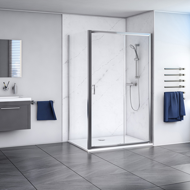 Aqualux Framed 6mm Sliding Door & Side Panel Shower Enclosure 1200x800mm