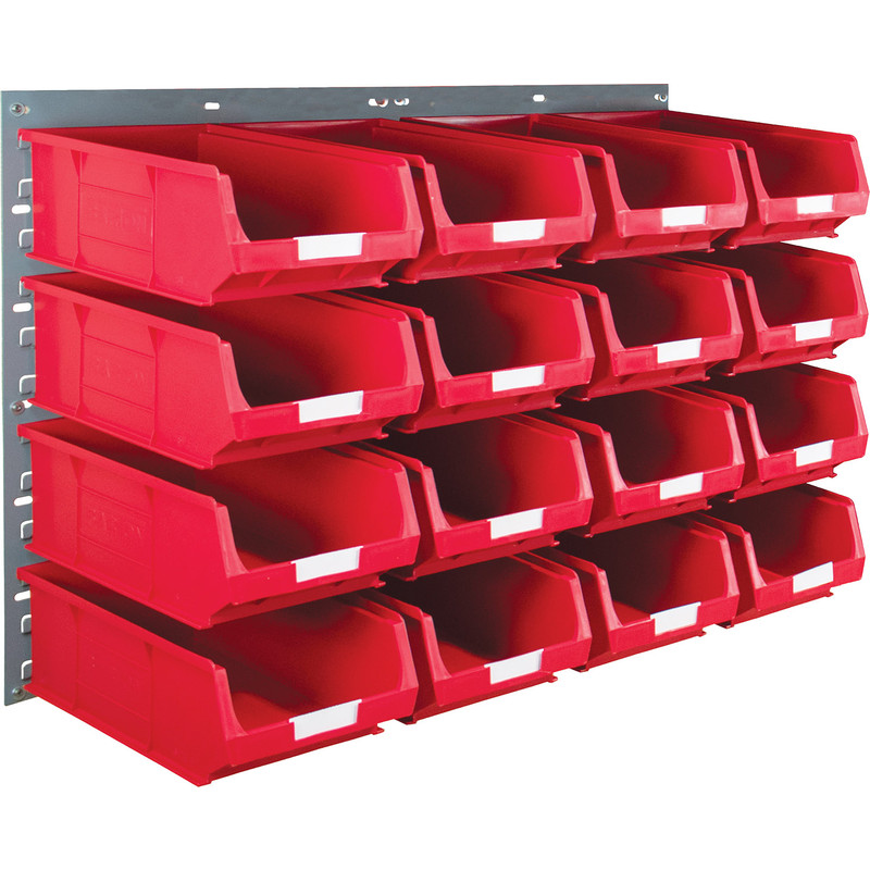 Barton Steel Louvre Panel with Red Bins 641 x 457mm with TC4 Red Bins