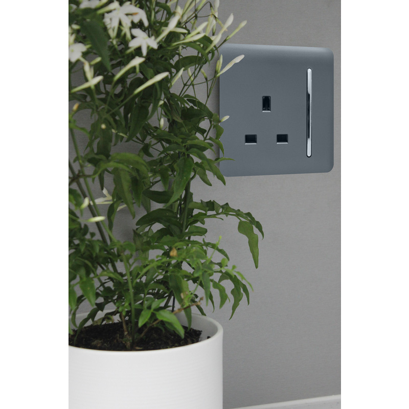 Trendiswitch Warm Grey 1 Gang 13 Amp Switched Socket 1 Gang