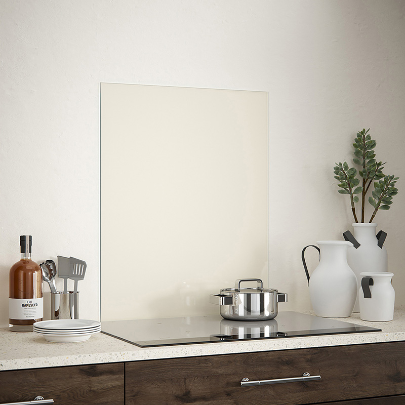 Splashback Cotton Cream Self-Adhesive Glass Splashback 600 x 750mm