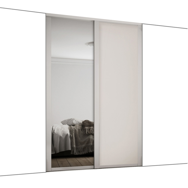 Spacepro Shaker 2 Door Sliding Wardrobe Kit Cashmere and Mirror 1449 x 2260mm