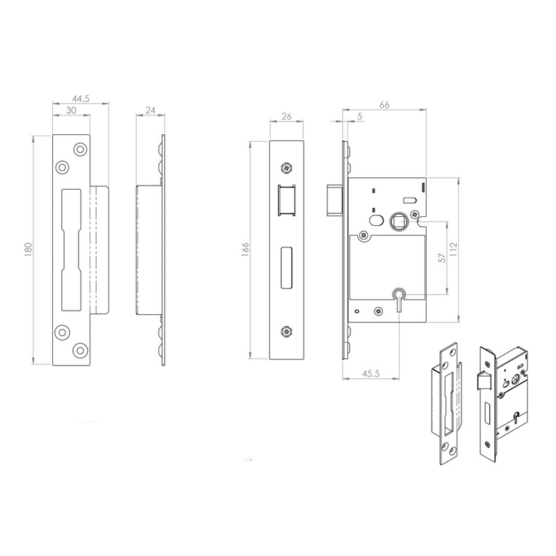 Eurospec 3 Lever Sashlock 2.5" Polished Nickel