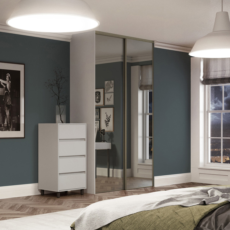 Spacepro Classic 2 Door Sliding Wardrobe Kit Nickel Framed Mirror 1185 x 2260mm