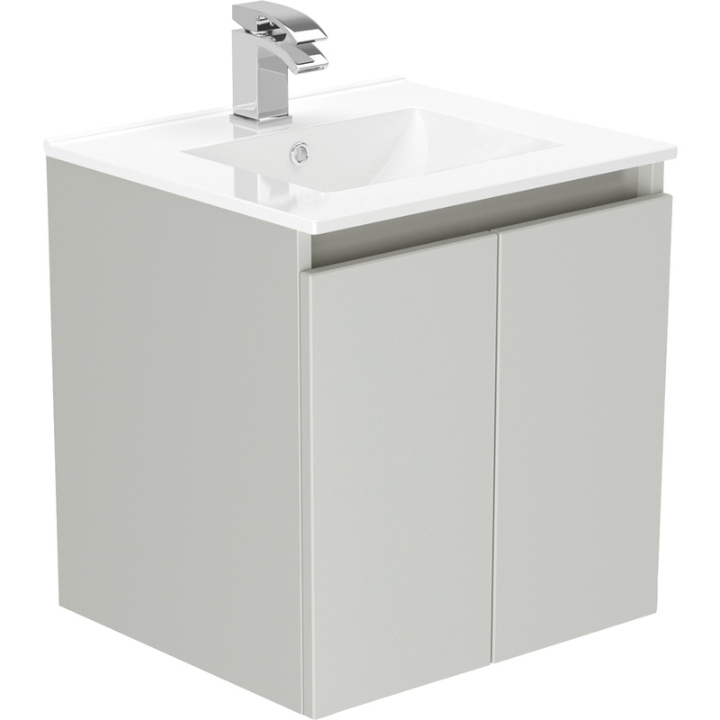Newland Double Door Wall Hung Vanity Unit With Basin Pearl Grey 500mm