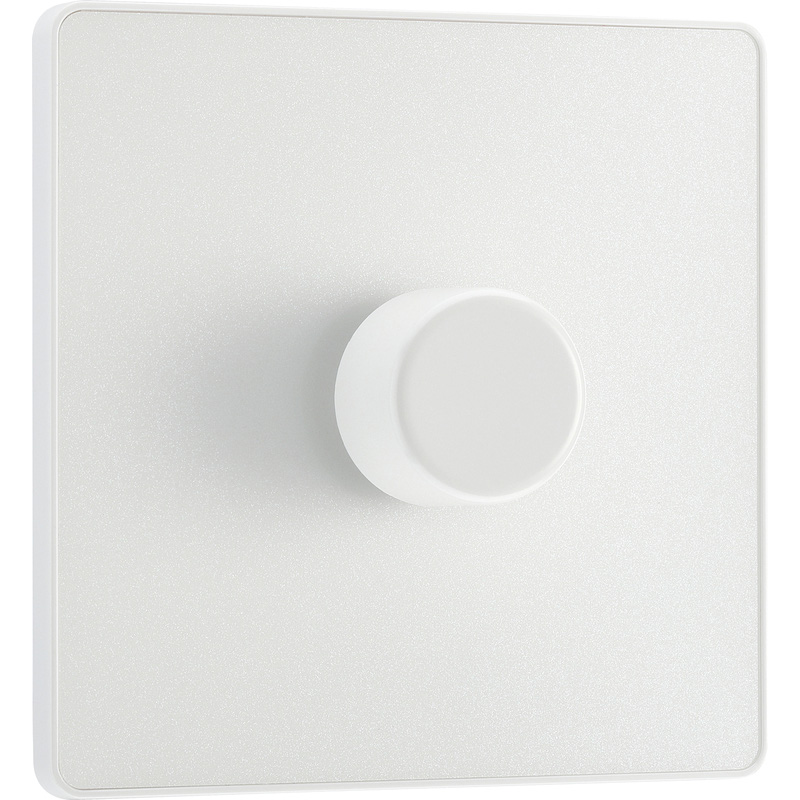 BG Evolve Pearlescent White (White Ins) Trailing Edge Led 200W Single Dimmer Switch, 2-Way Push On/Off