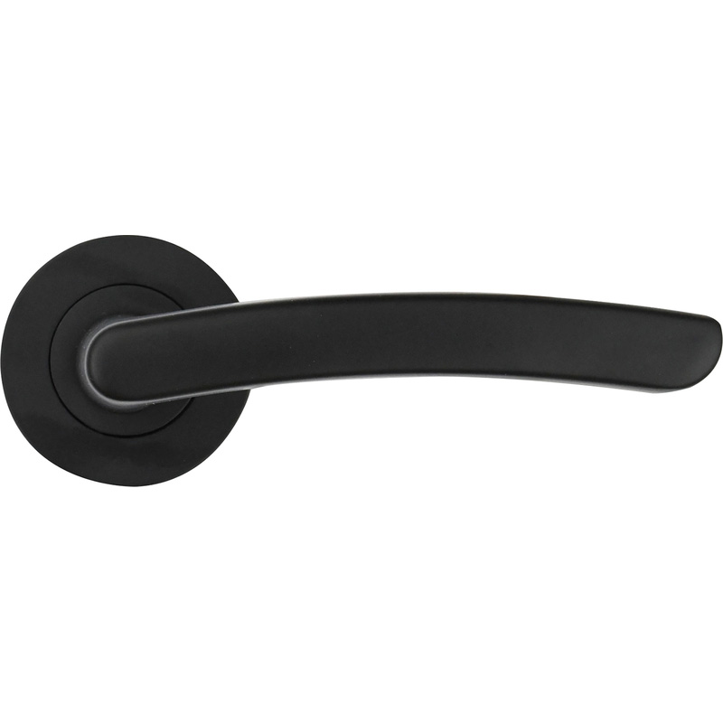 Stanza Santiago Lever on Rose Door Handles Matt Black