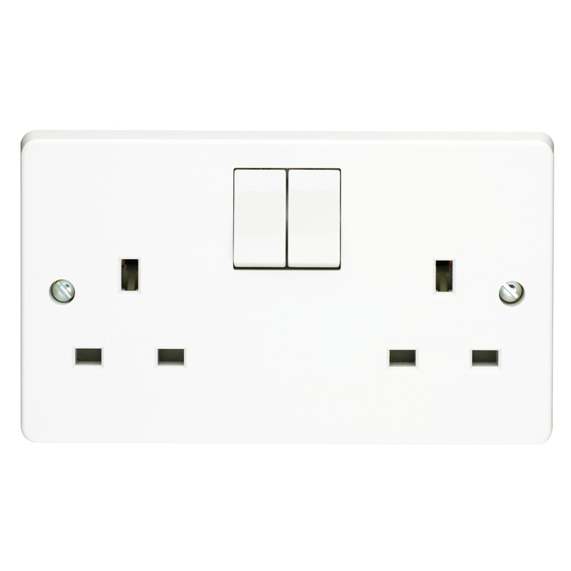 Crabtree Switched Socket 2 Gang Single Pole