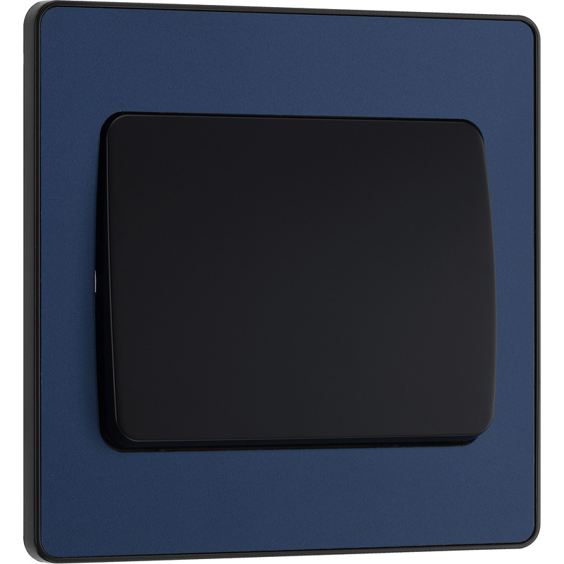 BG Evolve Matt Blue (Black Ins) Single Light Switch, 20A 16Ax, 2 Way, Wide Rocker