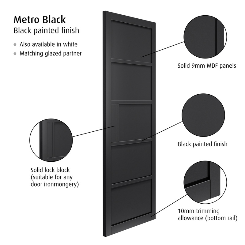 Metro Black Internal Door 35 x 1981 x 762mm