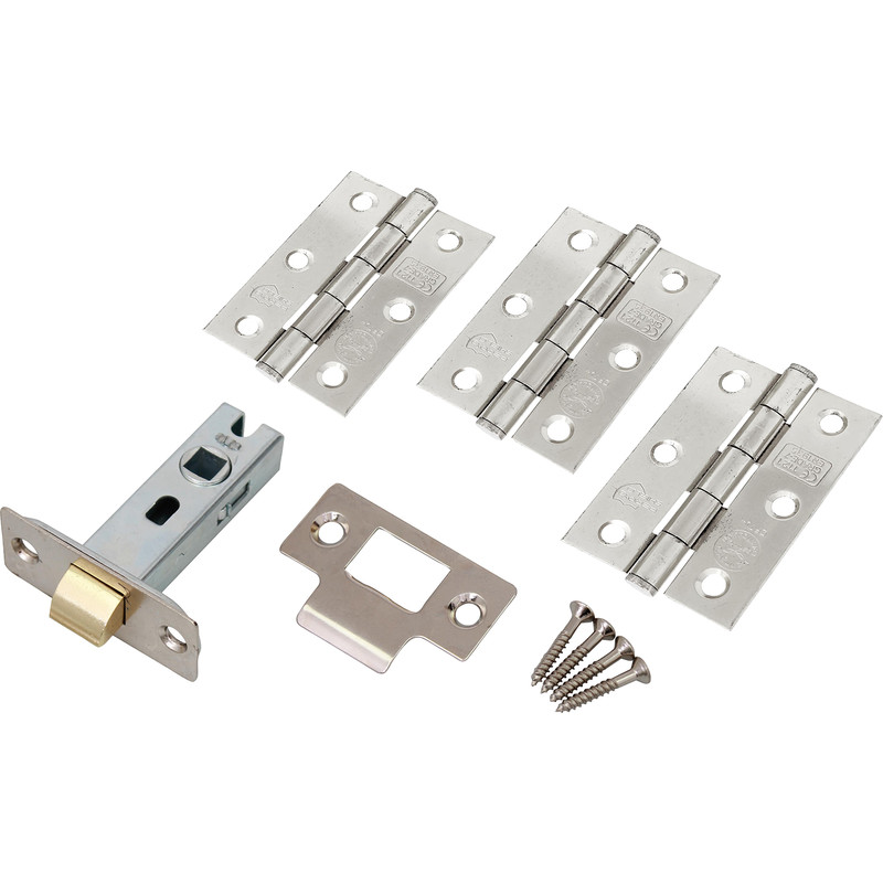 Fire Door Grade 7 Hinge & Latch Pack Polished Chrome