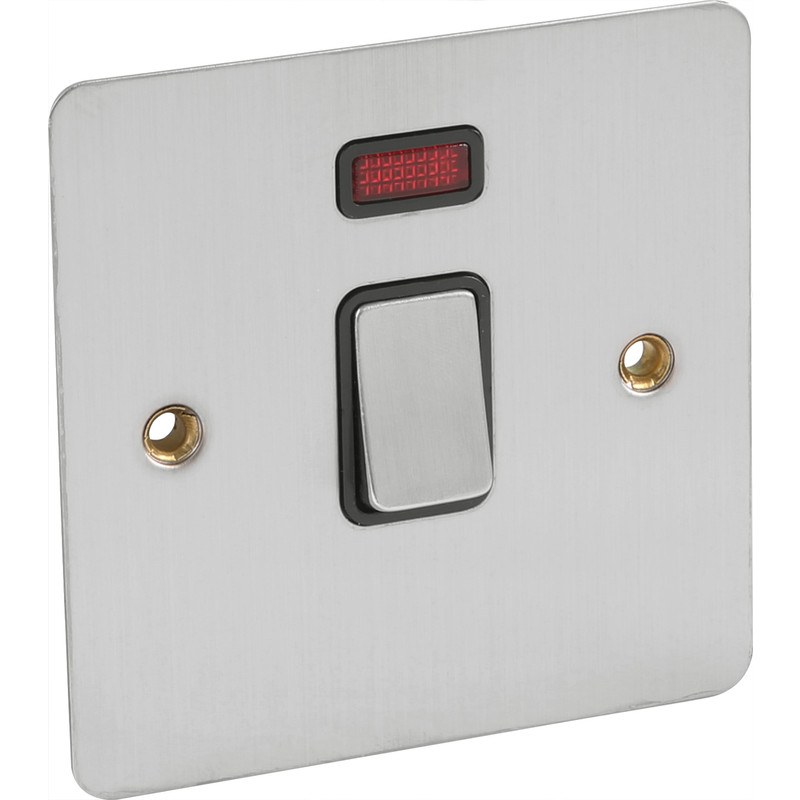Flat Plate Satin Chrome DP Switch 20A Neon
