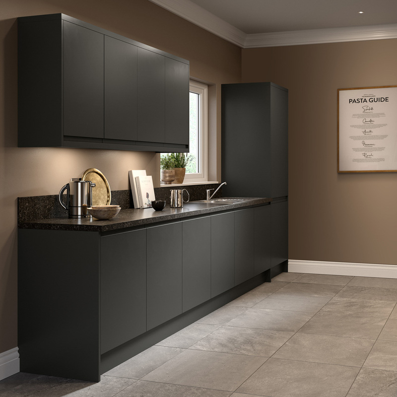 Kitchen Kit Ready Made J-Pull Kitchen Cabinet Wall Bridge Unit Ultra Matt Graphite 600mm