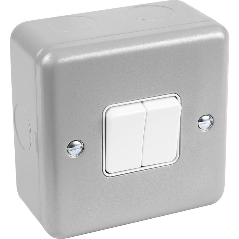 MK Metal Clad 10A Switch 2 Gang 2 Way
