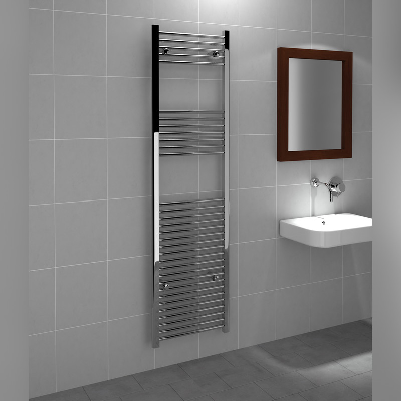 Kudox Chrome Flat Ladder Towel Radiator 1800 x 500mm 1754Btu