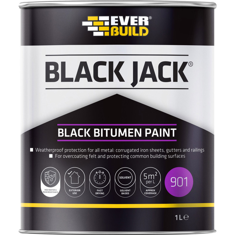 Everbuild Black Jack Black Bitumen Paint 1L