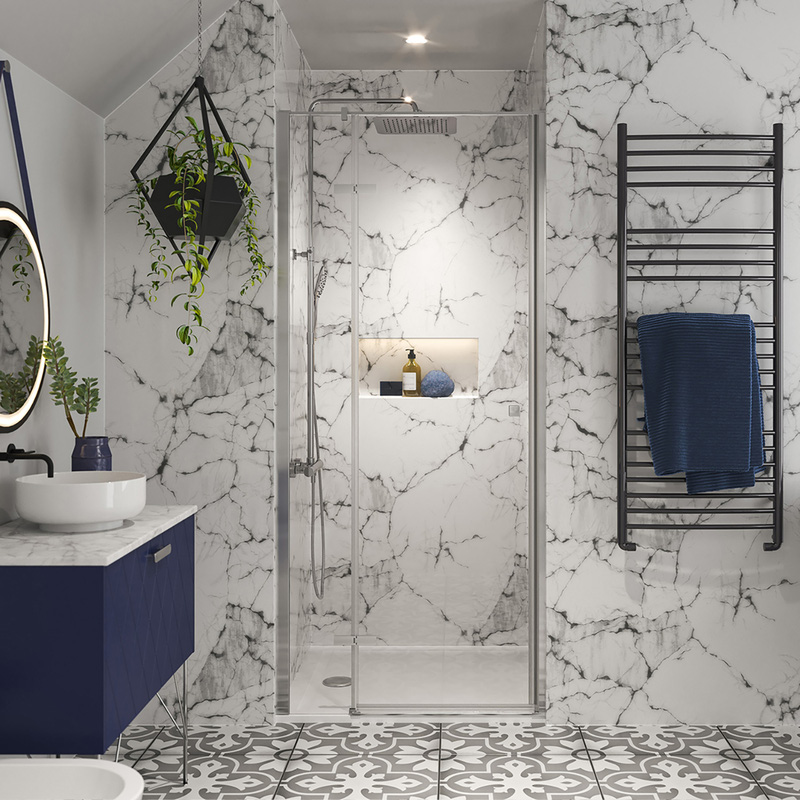 Aqualux Frameless 8mm Shower Enclosure Hinged Door Only 900mm Left Hand