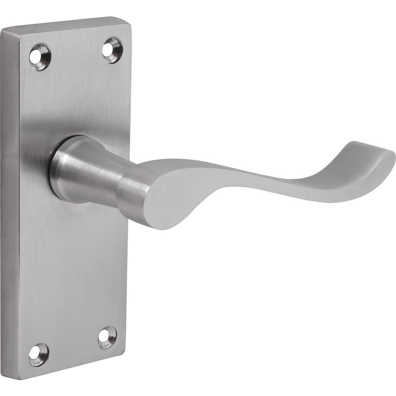 Victorian Scroll Door Handles Short Latch Satin