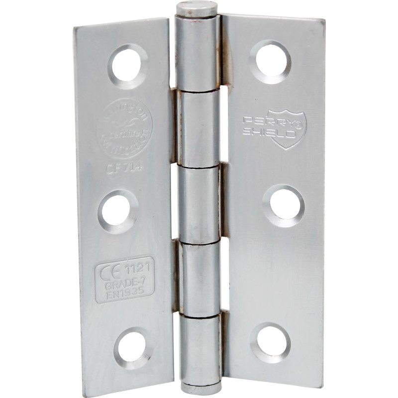 Grade 7 Button Tip Fire Door Hinge 75mm Satin Chrome